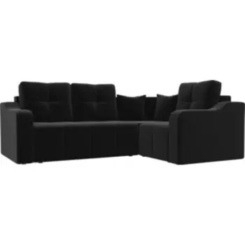 Угловой диван АртМебель Кембридж микровельвет черный правый угол