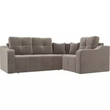 Угловой диван АртМебель Кембридж велюр коричневый правый угол