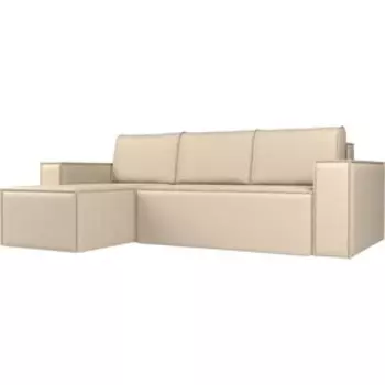 Угловой диван АртМебель Куба эко-кожа бежевый левый угол