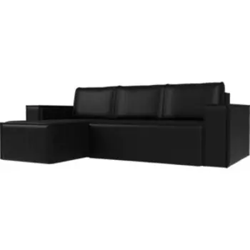 Угловой диван АртМебель Куба эко-кожа черный левый угол