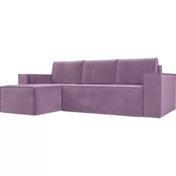Угловой диван АртМебель Куба микровельвет сиреневый левый угол