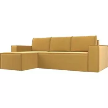 Угловой диван АртМебель Куба микровельвет желтый левый угол