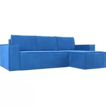 Угловой диван АртМебель Куба велюр голубой правый угол