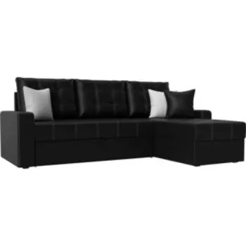 Угловой диван АртМебель Ливерпуль эко-кожа черный правый угол
