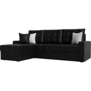 Угловой диван АртМебель Ливерпуль эко-кожа черный левый угол