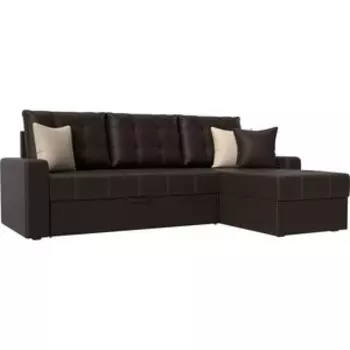 Угловой диван АртМебель Ливерпуль эко-кожа коричневый правый угол