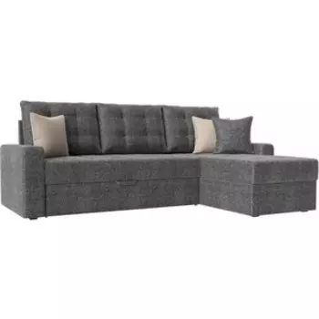 Угловой диван АртМебель Ливерпуль рогожка коричневый правый угол