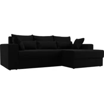 Угловой диван АртМебель Майами микровельвет черный правый угол