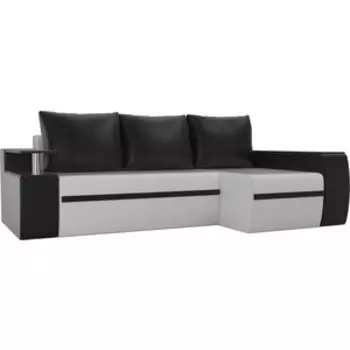 Угловой диван АртМебель Ричмонд экокожа белый/черный правый угол