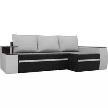 Угловой диван АртМебель Ричмонд экокожа черный/белый правый угол