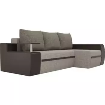 Угловой диван АртМебель Ричмонд корфу 02/экокожа коричневый правый угол