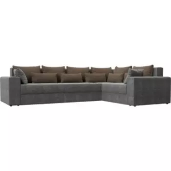 Угловой диван АртМебель Майами Long микровельвет бежевый бежевый/коричневый правый угол