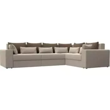 Угловой диван АртМебель Майами Long рогожка бежевый коричневый/бежевый правый угол