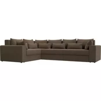 Угловой диван АртМебель Майами Long рогожка коричневый левый угол