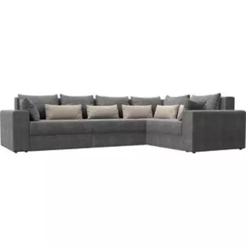 Угловой диван АртМебель Майами Long рогожка серый серый/бежевый правый угол