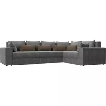 Угловой диван АртМебель Майами Long рогожка серый серый/коричневый правый угол