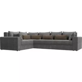 Угловой диван АртМебель Майами Long рогожка серый серый/коричневый левый угол