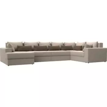 Угловой Диван АртМебель Майами-П левый угол рогожка бежевый бежевый/коричневый