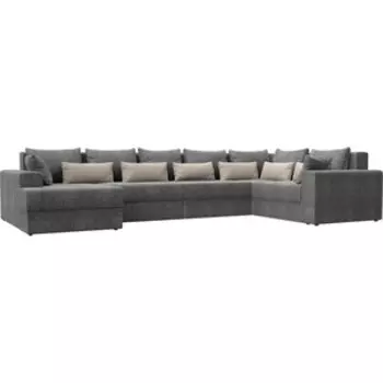 Угловой Диван АртМебель Майами-П левый угол рогожка серый серый/бежевый