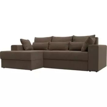 Угловой диван АртМебель Майами рогожка коричневый левый угол