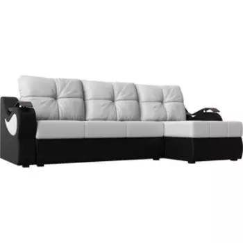 Угловой диван АртМебель Меркурий экокожа белый/черный правый угол