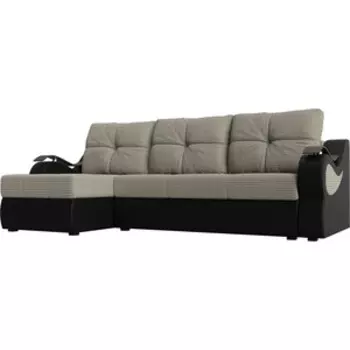 Угловой диван АртМебель Меркурий корфу 02 экокожа черный левый угол