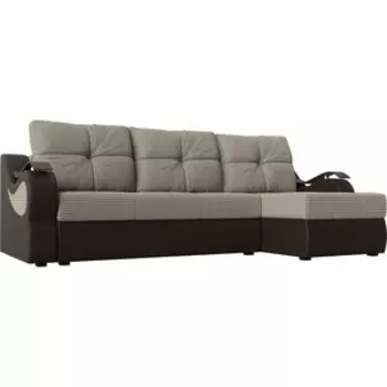 Угловой диван АртМебель Меркурий корфу 02 экокожа коричневый правый угол