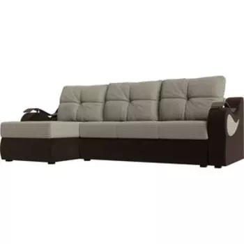 Угловой диван АртМебель Меркурий корфу 02 вельвет коричневый левый угол