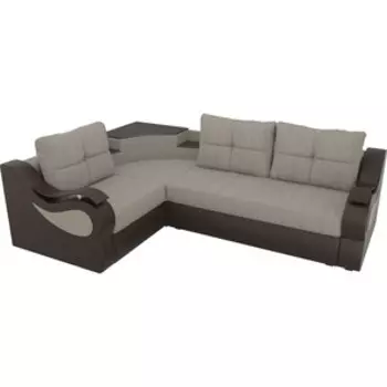 Угловой диван АртМебель Митчелл корфу 02 экокожа коричневый левый угол