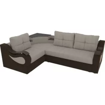 Угловой диван АртМебель Митчелл корфу 02 микровельвет коричневый левый угол