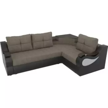 Угловой диван АртМебель Митчелл корфу 03 экокожа черный правый угол