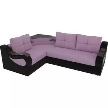 Угловой диван АртМебель Митчелл микровельвет сиреневый черный левый угол