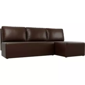 Угловой диван АртМебель Поло экокожа коричневый правый угол