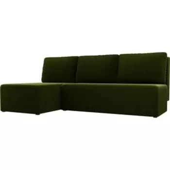 Угловой диван АртМебель Поло микровельвет зеленый левый угол