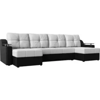 Угловой диван АртМебель Сенатор-П эко-кожа белый/черный