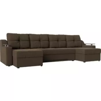 Угловой диван АртМебель Сенатор-П рогожка коричневый