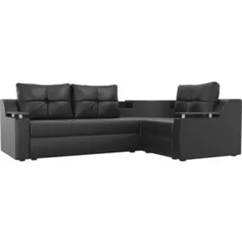 Угловой диван АртМебель Тесей экокожа черный правый угол