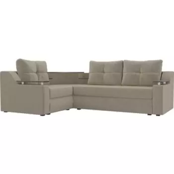 Угловой диван АртМебель Тесей микровельвет бежевый левый угол