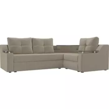 Угловой диван АртМебель Тесей микровельвет бежевый правый угол