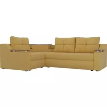 Угловой диван АртМебель Тесей микровельвет желтый левый угол