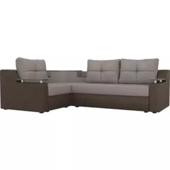 Угловой диван АртМебель Тесей рогожка бежевый коричневый левый угол