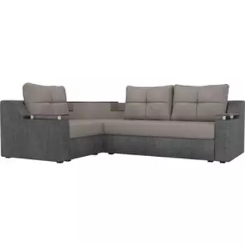 Угловой диван АртМебель Тесей рогожка бежевый серый левый угол
