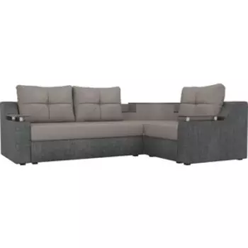 Угловой диван АртМебель Тесей рогожка бежевый серый правый угол