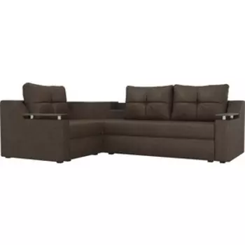 Угловой диван АртМебель Тесей рогожка коричневый левый угол