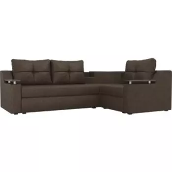 Угловой диван АртМебель Тесей рогожка коричневый правый угол