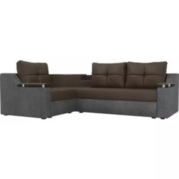 Угловой диван АртМебель Тесей рогожка коричневый серый левый угол