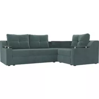 Угловой диван АртМебель Тесей велюр бирюза правый угол