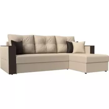 Угловой диван АртМебель Валенсия эко-кожа бежевый правый угол