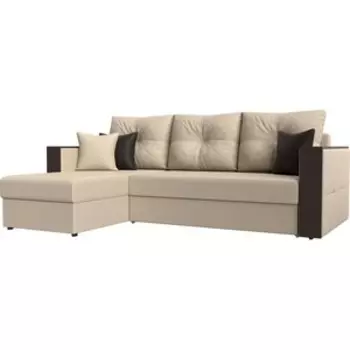 Угловой диван АртМебель Валенсия эко-кожа бежевый левый угол