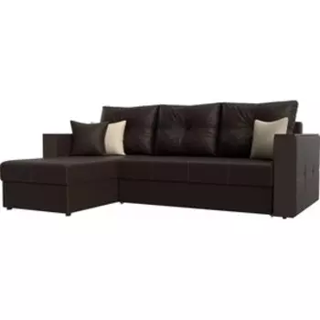 Угловой диван АртМебель Валенсия эко-кожа коричневый левый угол